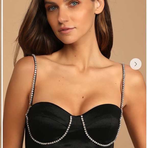 Lulu's Black Rhinestone Mini Dress - Picture 4 of 11